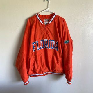 Vintage University Of Florida Gators Orange 3/4 Zip Pullover Jacket Xl