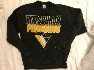 Vintage 90s Pittsburgh Penguins Logo 7 Pens Sweatshirt Size Mens Large Made Usa