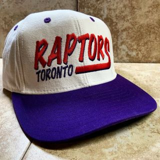 Vintage Adidas Toronto Raptors Snapback Hat Cap Nba Sticker White Purple Red