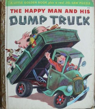 Vintage Little Golden Book The Happy Man And His Dump Truck W/partial Puzzle