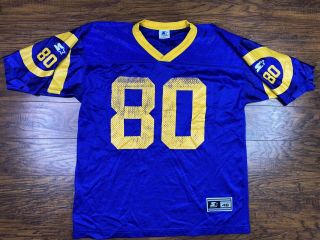 Isaac Bruce 80 St.  Louis Los Angeles Rams Starter Football Jersey Large Blue Ll