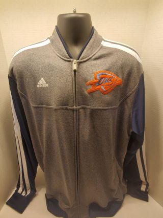 Adidas Men 2xl Oklahoma City Thunder Full Zip Jacket Striped Basketball Okc