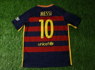 Barcelona 10 Messi 2015/2016 Football Shirt Jersey Home Nike Young Xl
