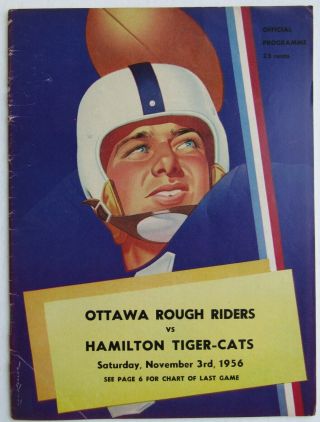 1956 Frank Clair Stadium Cfl Program Ottawa Roughriders Vs Hamilton Tiger - Cats