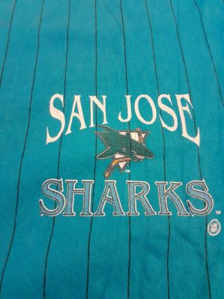 Vintage San Jose Sharks Hockey Baseball Shirt Top Front Row Size XL 3