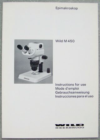 Wild Heerbrugg M 450 Epimakroskop Microscope Instructions In 4 Languages