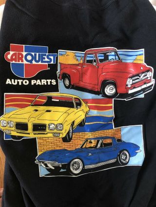 Carquest Vintage Cars Trucks Sweatshirt Black 1990’s Size Large