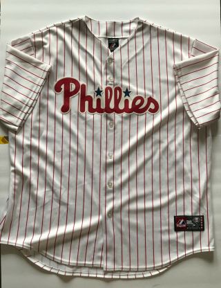 Majestic Philadelphia Phillies Pin - Stripe Baseball Jersey Mens 2xl Mlb Blank