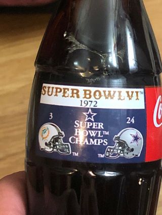 Coca - Cola Coke 8oz Bottle / Dallas Cowboys / Bowl Vi Champs 1972 / 24 - 3