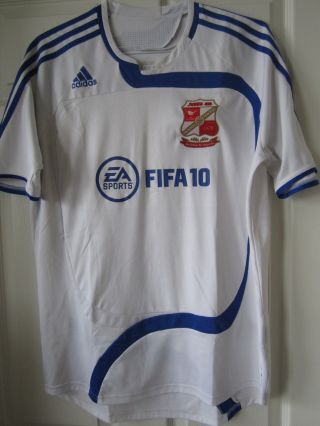 2009 - 10 Adidas Swindon Town Fc Soccer Jersey Football Shirt Fifa10 Retro