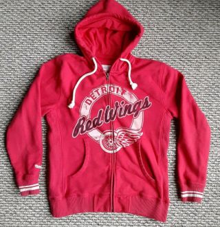 Mitchell & Ness Red Detroit Red Wings Mens Full Zip Hoodie Sweater Med