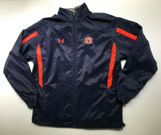 Auburn Tigers Under Armour Full - Zip Jacket Nylon Fleece Lined Navy/orange Midwt