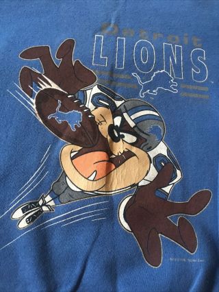 Vintage Detroit Lions Taz Looney Tunes Artex Sweater Nfl Mens Size M