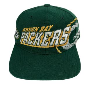Vintage Green Bay Packers Hat Sports Specialties Snapback Cap Grid Script Shadow