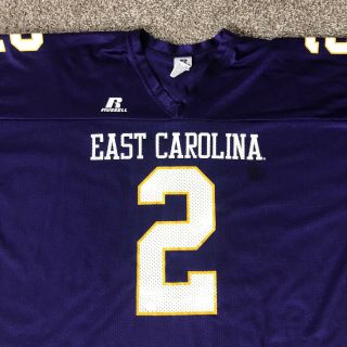 East Carolina Pirates Football Jersey 2 Russell Athletic ECU Purple Size 3XL 3