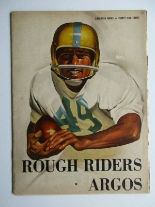 Vintage 1959 Cfl Football Ottawa Rough Riders Vs Toronto Argonauts Program