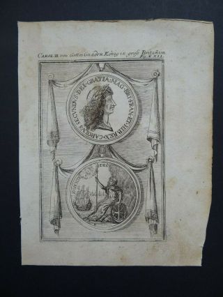 1719 Manesson Mallet Atlas Engraving Carol Ii - Gross Britanien