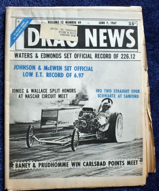 Drag News June 7,  1967 Vol 12 No 49 With Bob Muravez Address Label