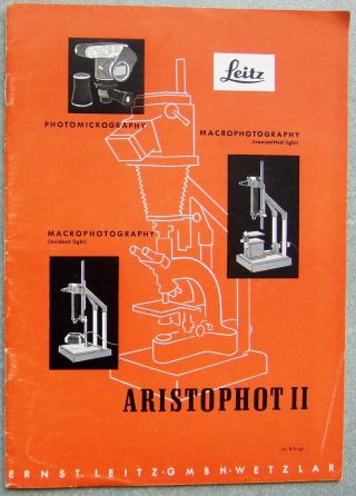 Leitz Leica Aristophot 11 Microscope Brochure In English.  27 Pages