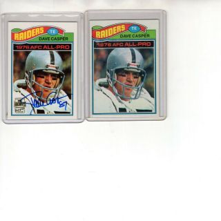 Dave Casper 2001 Topps Archives Rookie Reprint Auto,  & 1977 Topps Rookie Raiders