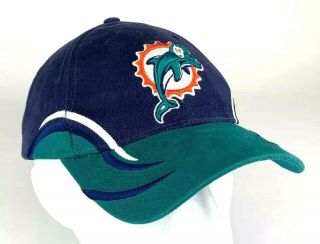 Vintage Miami Dolphins Nfl Game Day Mens Cap Hat Blue Adjustable One Size Fins
