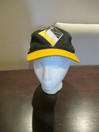 Vintage Pittsburgh Penguins Logo Athletic Snapback Hat Big Logo Spell Out
