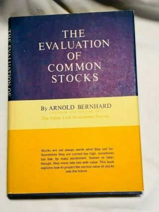 Arnold Bernhard By The Evaluation Of Common Stocks 1959 First Edition Hardcover