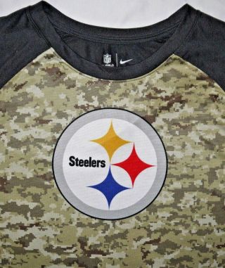 Mens Euc Camo Nike Dri Fit Salute To Service Pittsburg Steelers L/s Shirt Sz 2xl