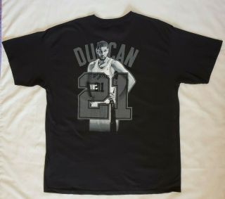 San Antonio Spurs Tim Duncan Black Silver T - Shirt 21 Nba Men Sz Xl