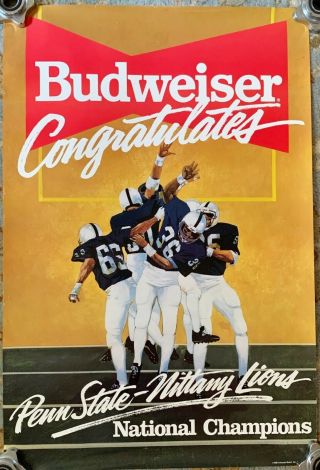 1986 Penn State Football National Championship Poster Budweiser