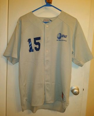 Rawlings At&t Wireless Cellular Phone 15 Blue Patch Jersey L Baseball Grey Gray