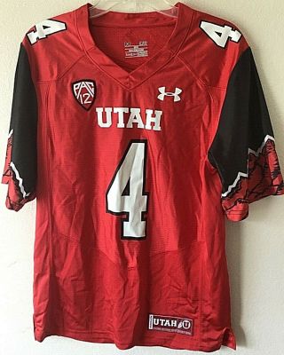 Utah Utes Ncaa Pac 12 Under Armour Heatgear Men’s Small 4 Red Football Jersey