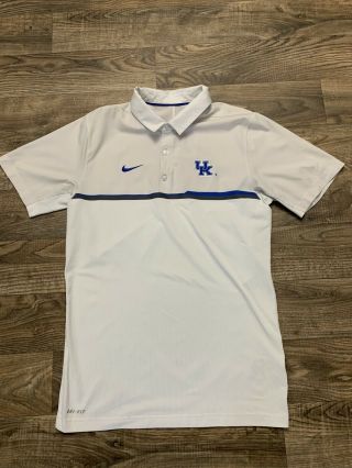 Nike University Of Kentucky Wildcats Dri - Fit Polo White/beige Men’s Small Uk