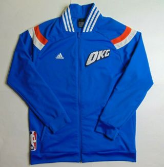 Adidas Men L Oklahoma City Thunder Full Zip Track Jacket Striped Basketball Okc