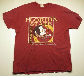 90s Retro Hanes Maroon Florida State University Seminoles Shirt Adult Sz Xl