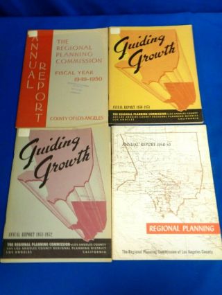 1949 - 1959 County Of Los Angeles Regional Planning Comm Annual Reports W/ Maps