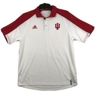Adidas Indiana University Hoosiers Mens Golf Polo Shirt Size L White Red
