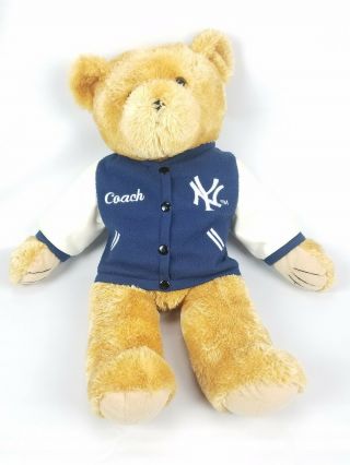 York Yankees Teddy Bear 24 " Plush Doll,  Navy Blue " Coach " Jacket Teddy Bear