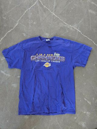 2002 La Los Angeles Lakers 3 In A Row Nba Finals T Shirt Large Purple