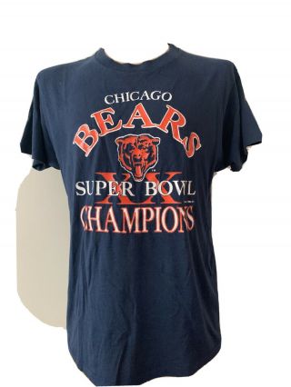 Vtg Chicago Bears Bowl Xx Champions T Shirt Men’s L 80s Single Stitch Thin