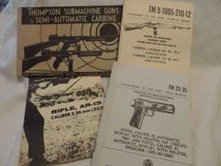 Us Army Books 30 Cal M1,  Ar - 15 Rifle,  45 Cal Pistol,  Thompson Submachine Guns