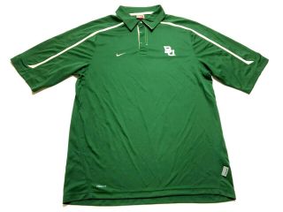 Nike Baylor University Mens Green Short Sleeve Polo Shirt Size Medium