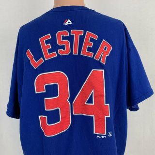 Majestic Jon Lester Chicago Cubs Jersey T Shirt Mlb 2016 World Series Champs Xl