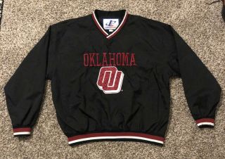 Vintage Oklahoma University Ou Sooners Pullover Jacket Windbreaker Size Large