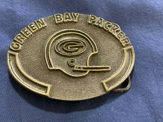 Retro Green Bay Packers Belt Buckle Brass S,  C Spec Cast Rockford Il Helmet