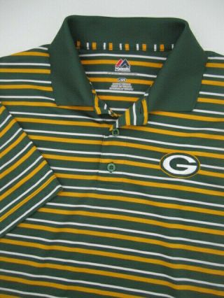 Mens Large Green Bay Packers Majestic Cool Base Polo Shirt