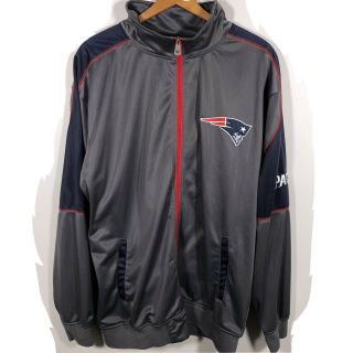 Nfl Team Apparel England Patriots Full Zip Track Jacket Gray Navy Red Sz Xlt