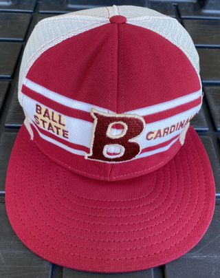 Vintage Ball State Cardinals Ajd The Professional Snapback Trucker Hat Usa Made