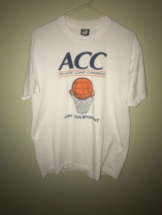 True Vintage 1991 Acc Basketball Tournament T - Shirt Go To Hell Big East Xl B3