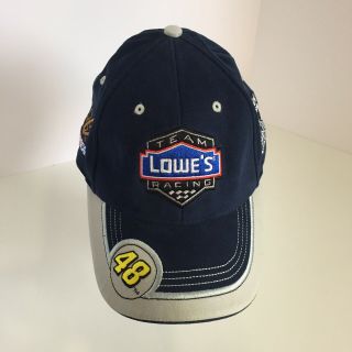 Lowes Team Racing Hendrick Jimmie Johnson 48 Hat Cap OSFA NASCAR 2004 Navy Blue 3
